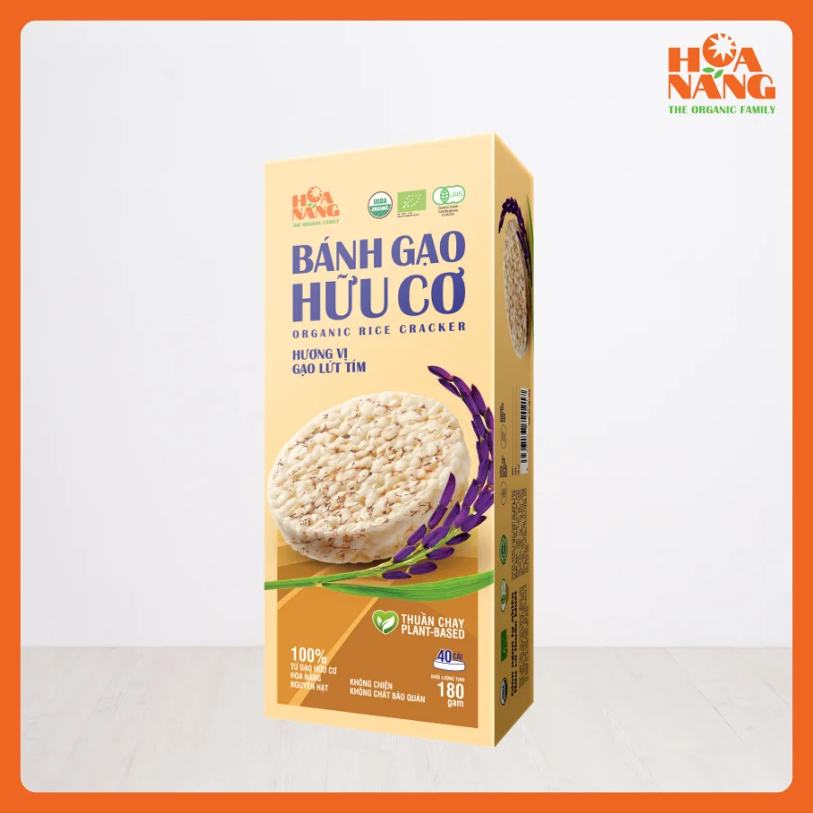 Organic purple rice crackers · paper box